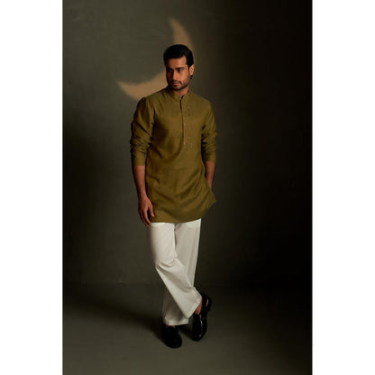 Charkhee Olive Dusk Short Kurta with Pyjama