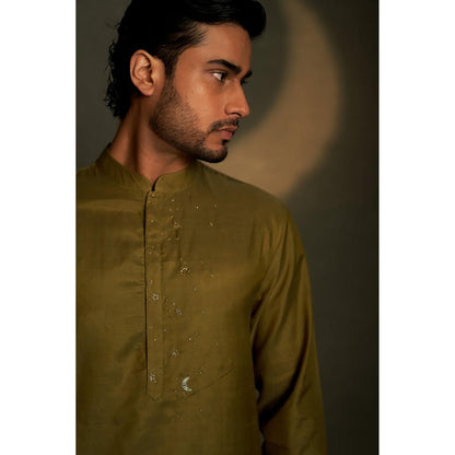 Charkhee Olive Dusk Short Kurta with Pyjama
