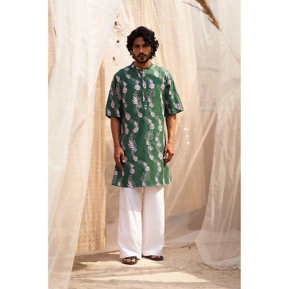 Charkhee Forest Green Kurta with Pyjama
