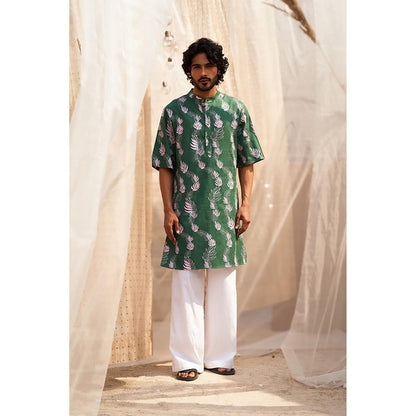 Charkhee Forest Green Kurta with Pyjama