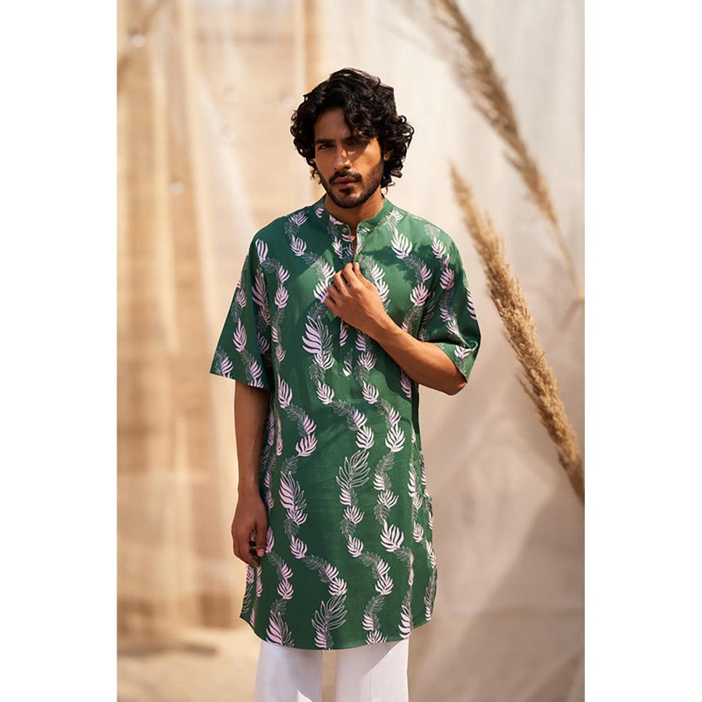 Charkhee Forest Green Kurta with Pyjama