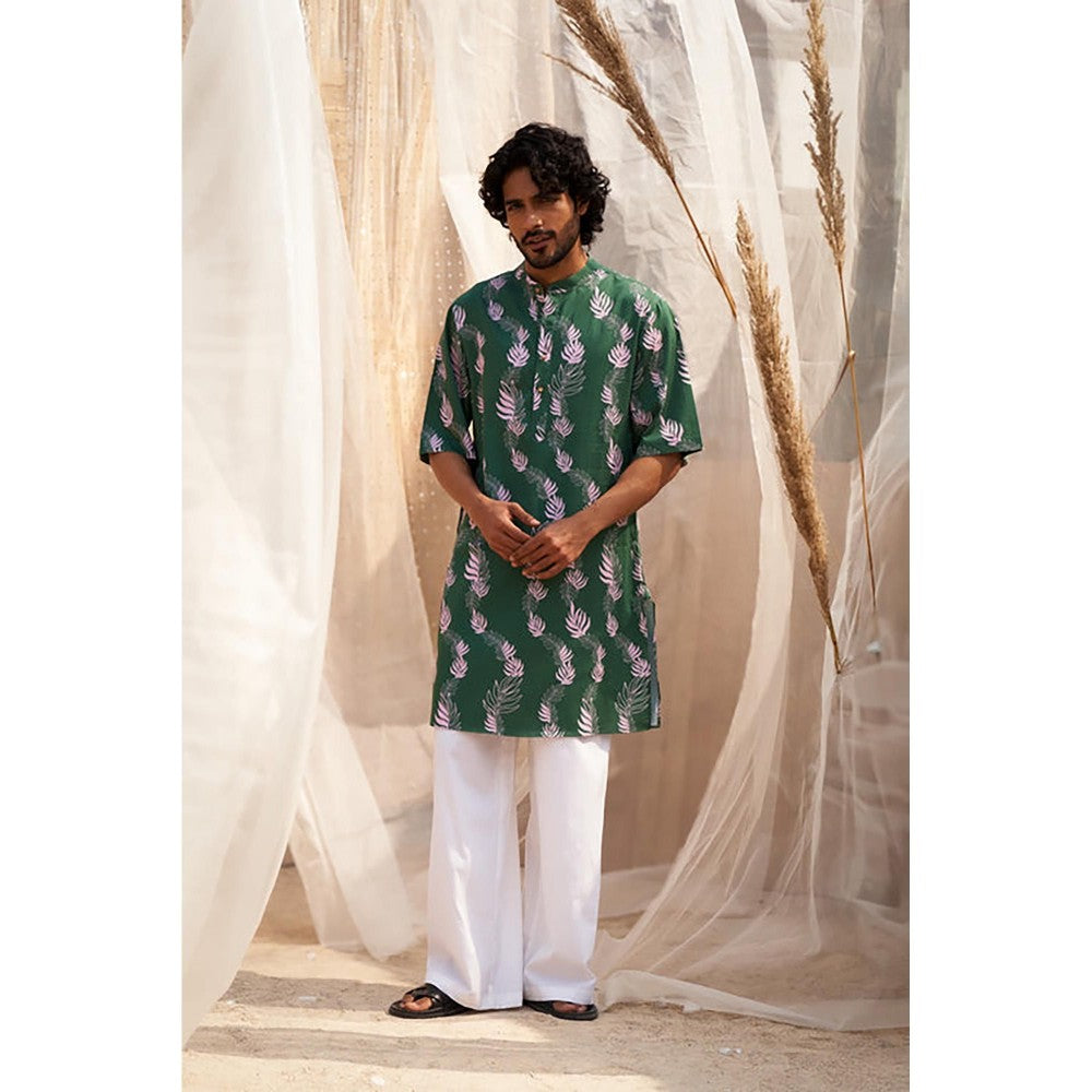 Charkhee Forest Green Kurta with Pyjama