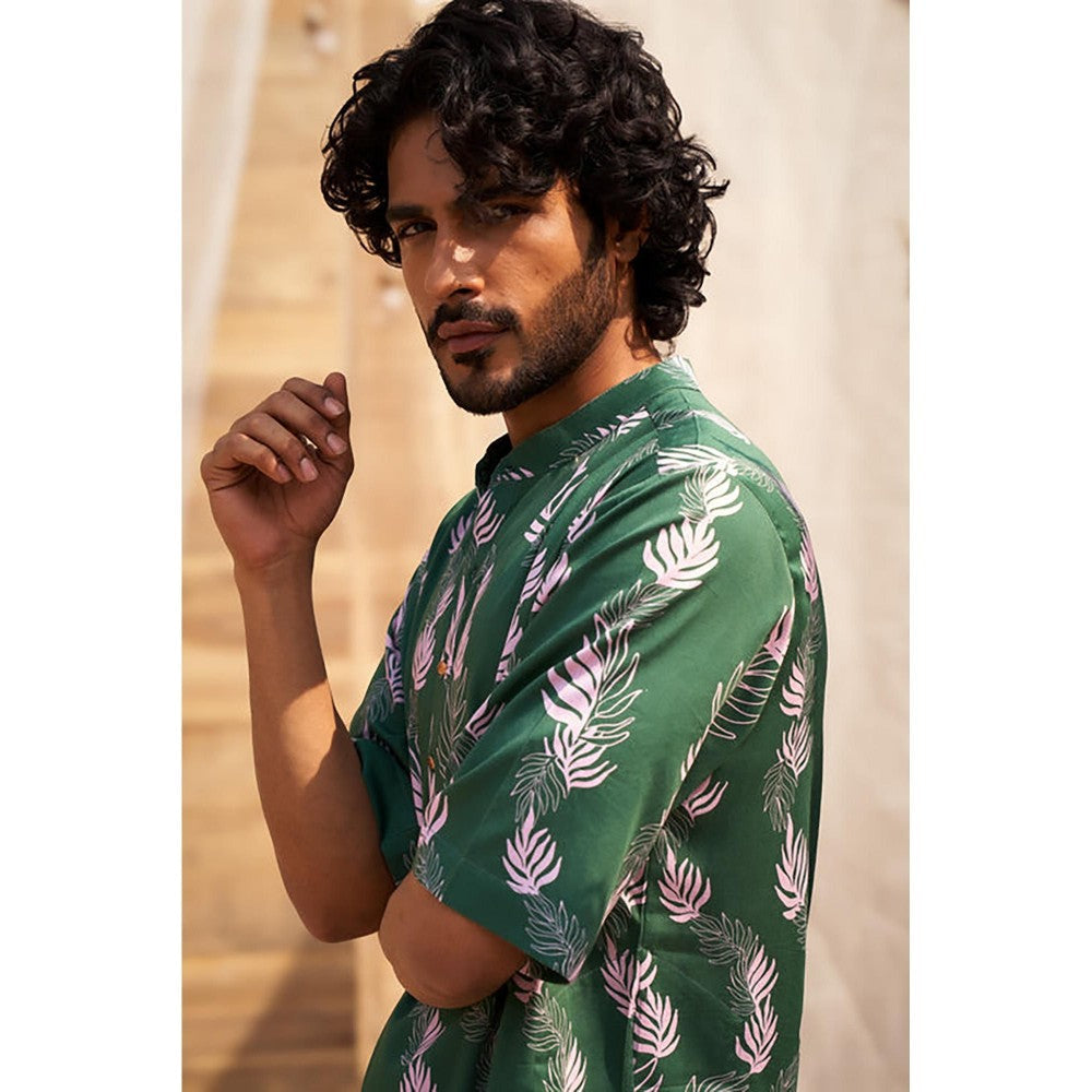 Charkhee Forest Green Kurta with Pyjama