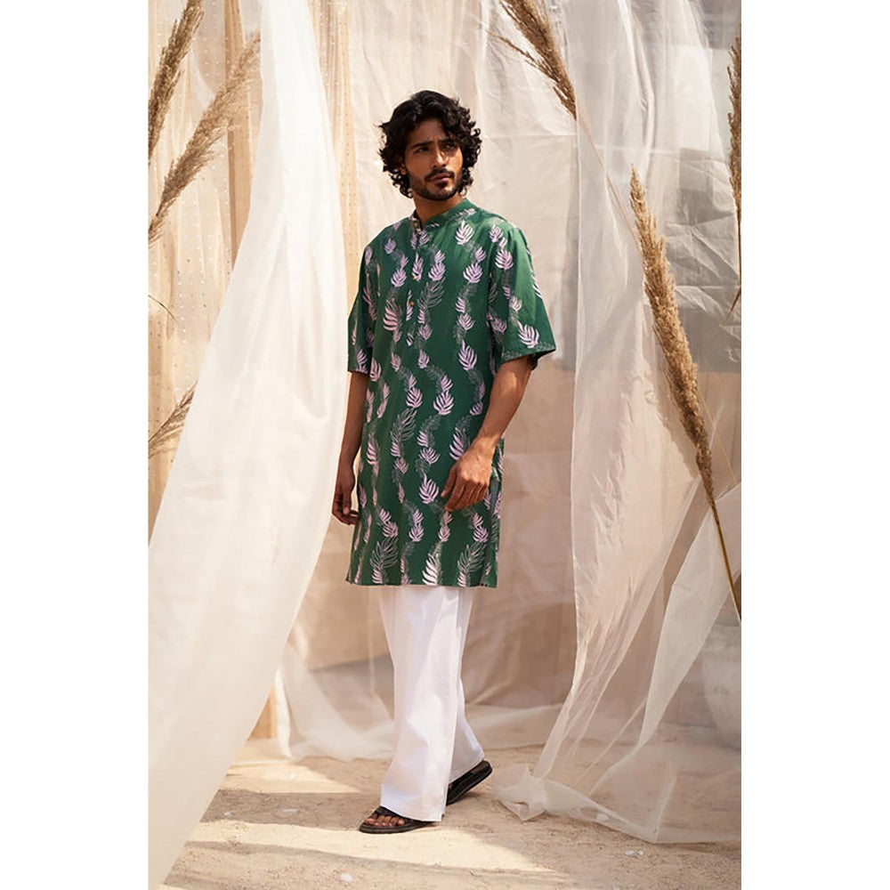 Charkhee Forest Green Kurta with Pyjama