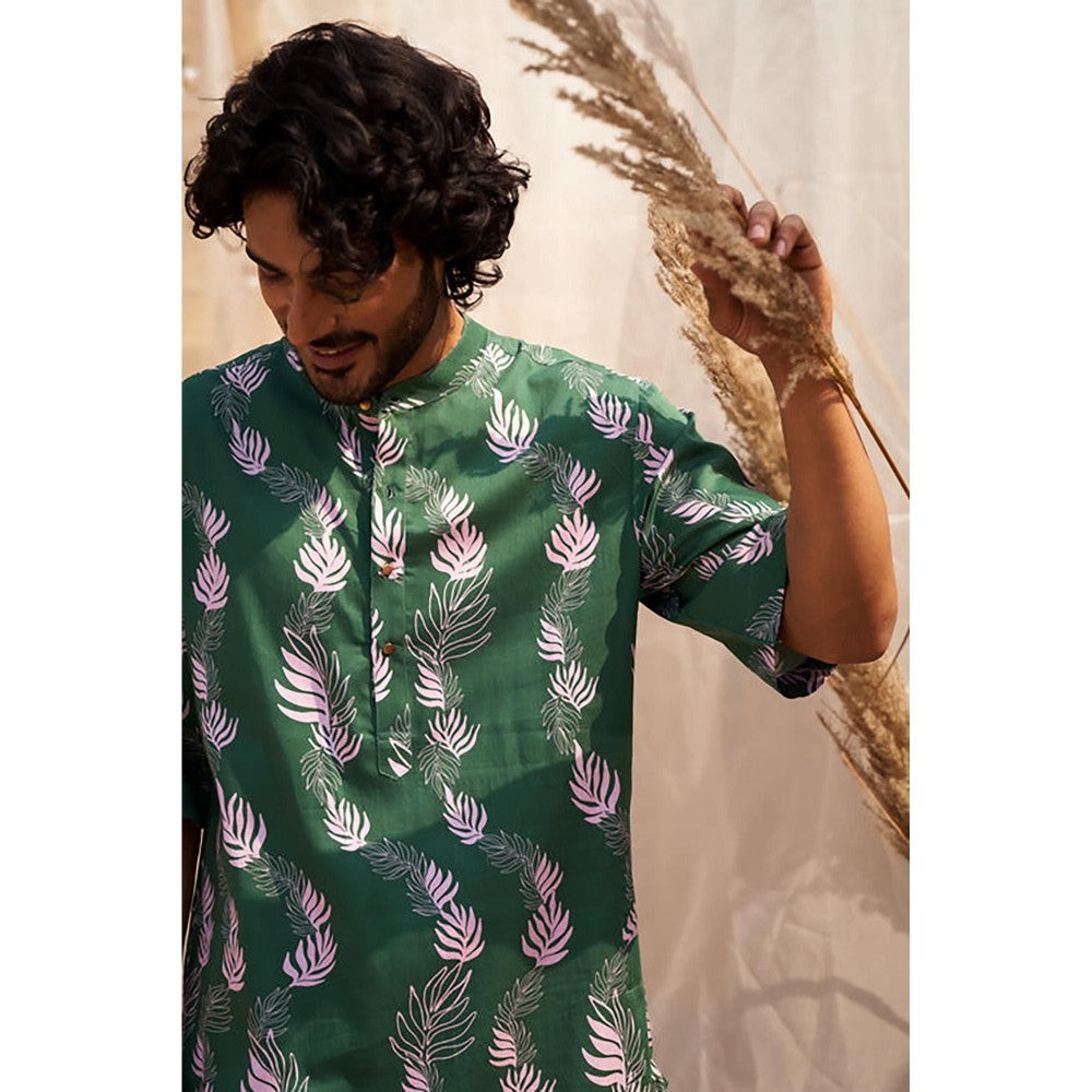 Charkhee Forest Green Kurta with Pyjama