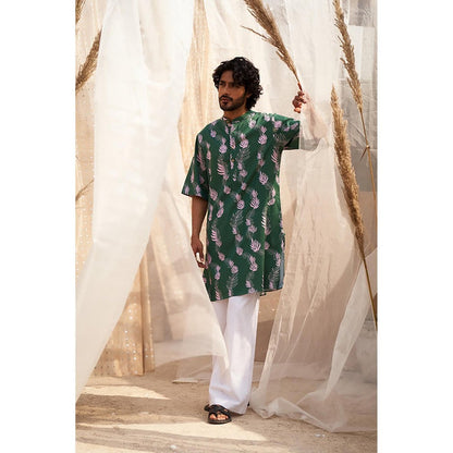 Charkhee Forest Green Kurta with Pyjama