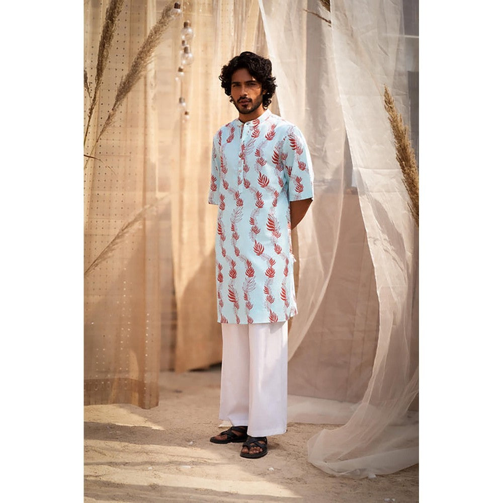 Charkhee Short Sleeve Printed Kurta with Pyjamas