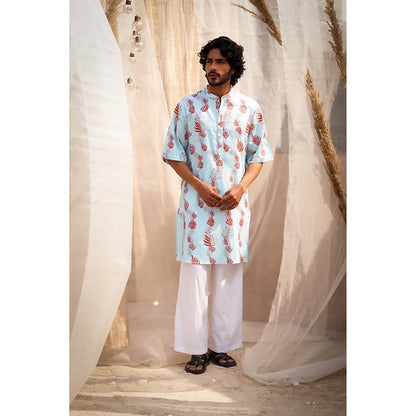 Charkhee Short Sleeve Printed Kurta with Pyjamas