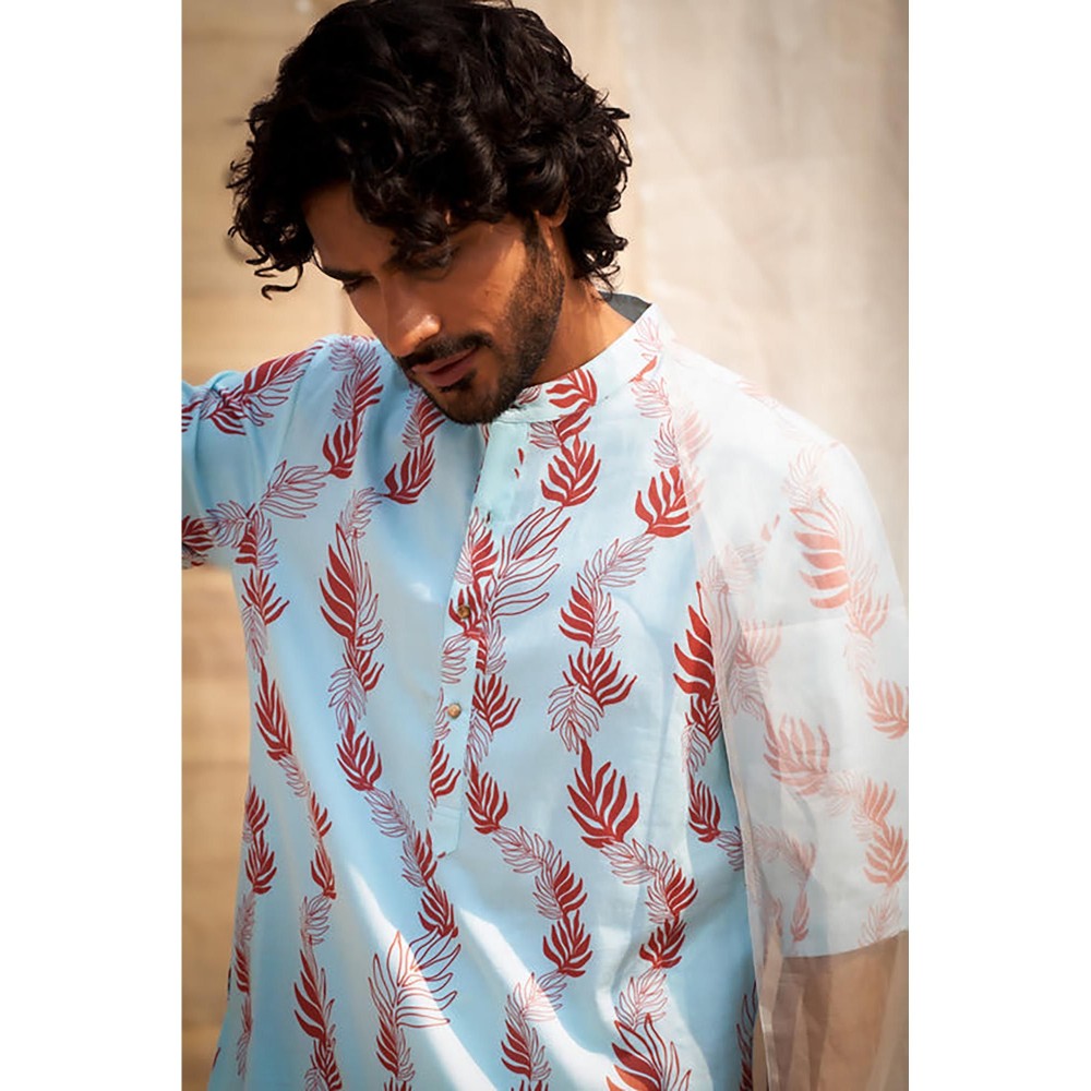 Charkhee Short Sleeve Printed Kurta with Pyjamas