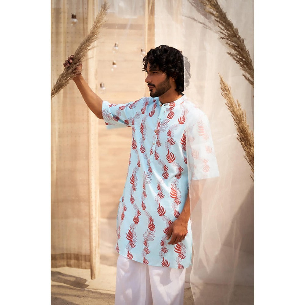 Charkhee Short Sleeve Printed Kurta with Pyjamas
