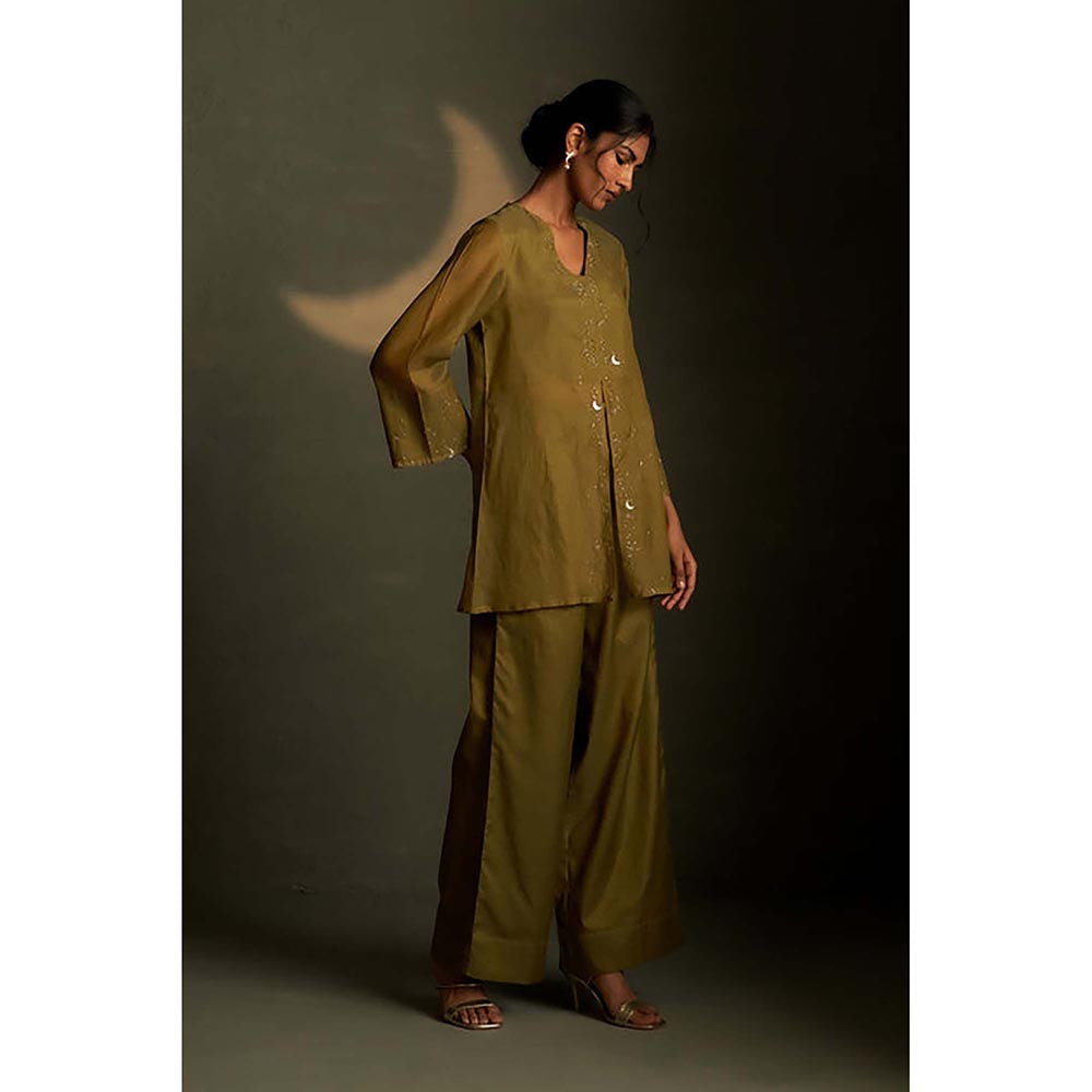Charkhee Olive Dusk Chand Sitara Tunic with Pant