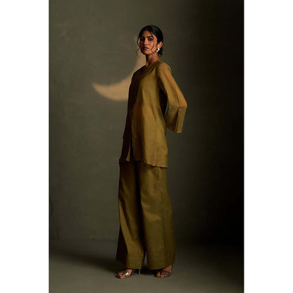 Charkhee Olive Dusk Chand Sitara Tunic with Pant