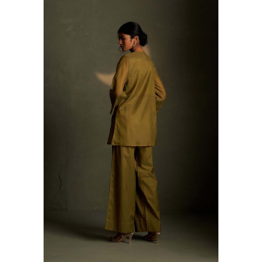 Charkhee Olive Dusk Chand Sitara Tunic with Pant