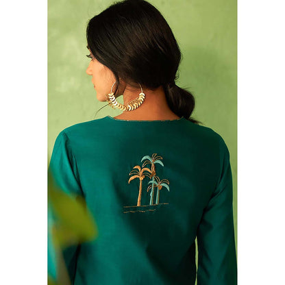 Charkhee Peacock Green Kurta with Pant