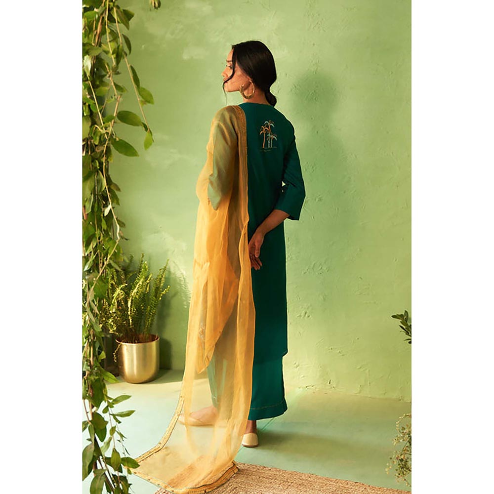 Charkhee Peacock Green Kurta with Pant