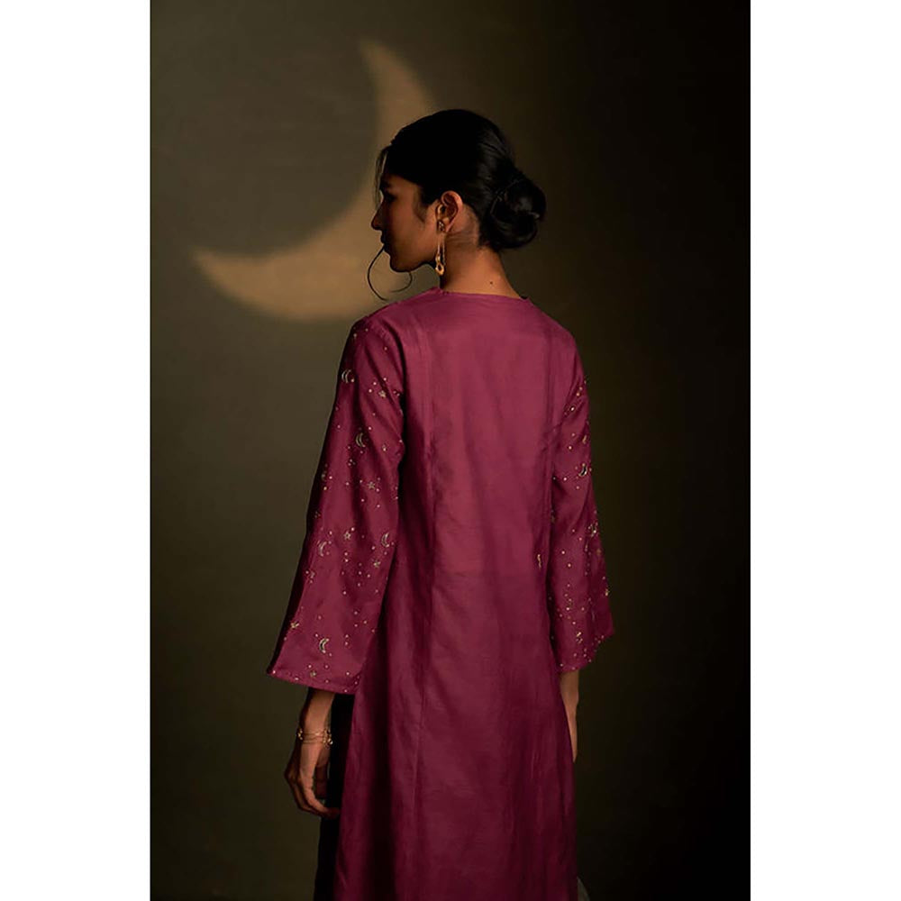 Charkhee Twilight Magenta Double Yoke Kurta with Palazzo