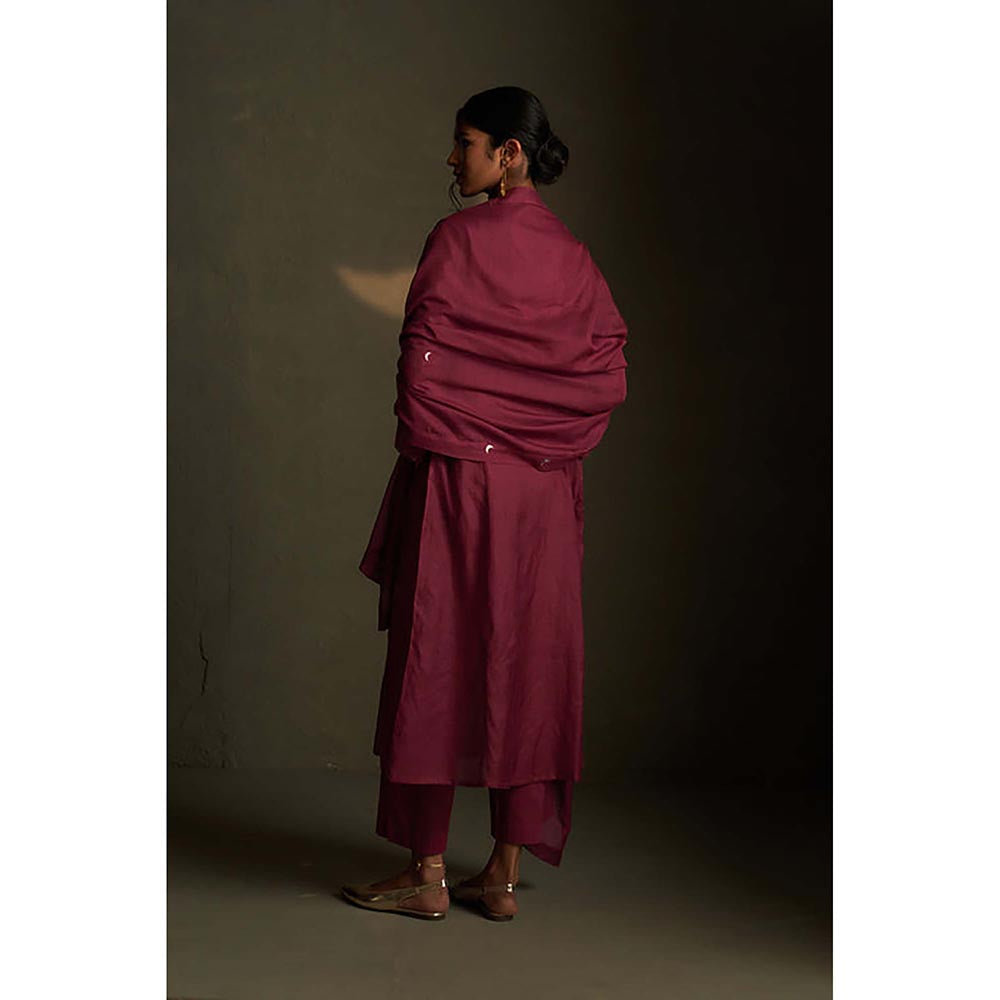 Charkhee Twilight Magenta Double Yoke Kurta with Palazzo