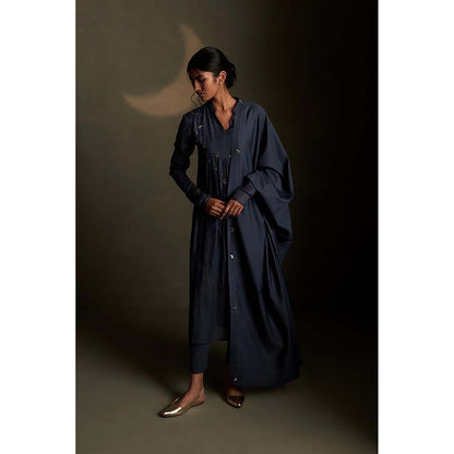 Charkhee Blue Front Yoke Kurta with Pant