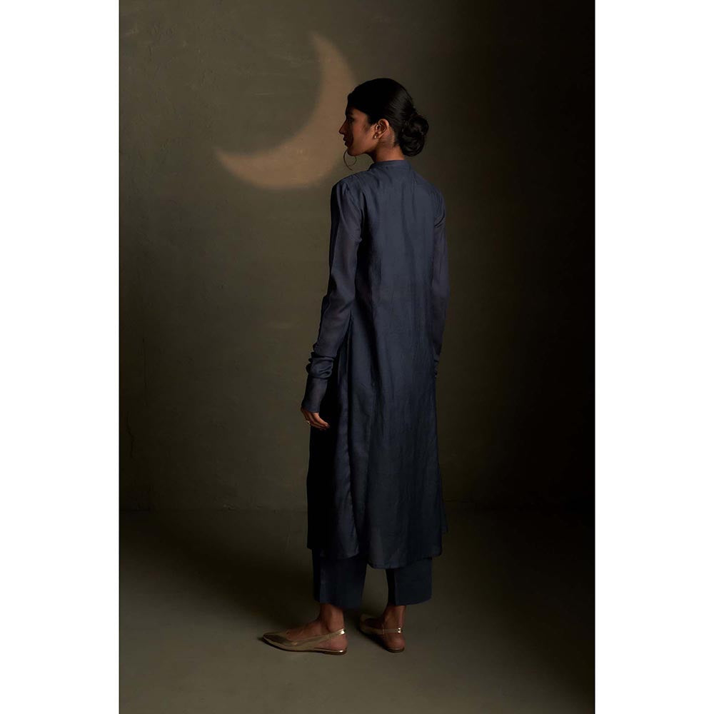 Charkhee Blue Front Yoke Kurta with Pant