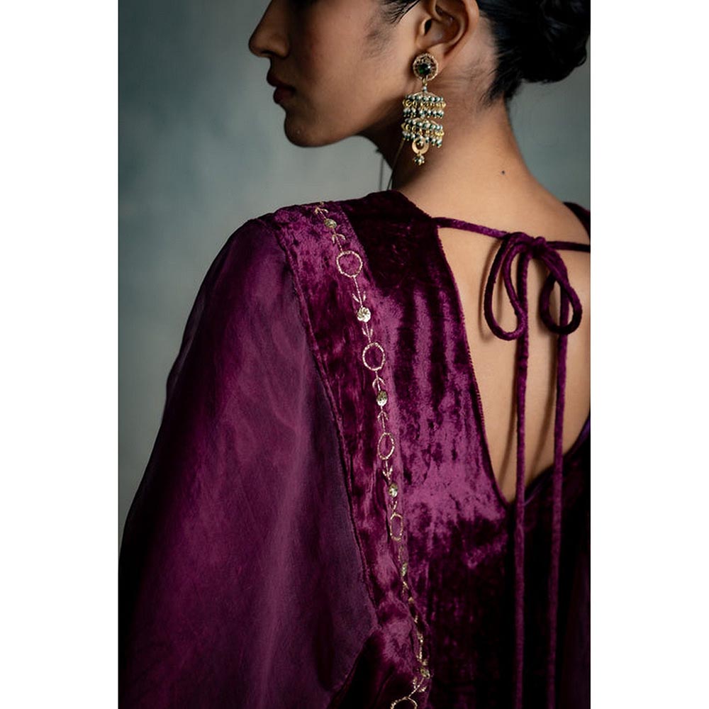 Charkhee Velvet Pink Kurta With Pant And Dupatta