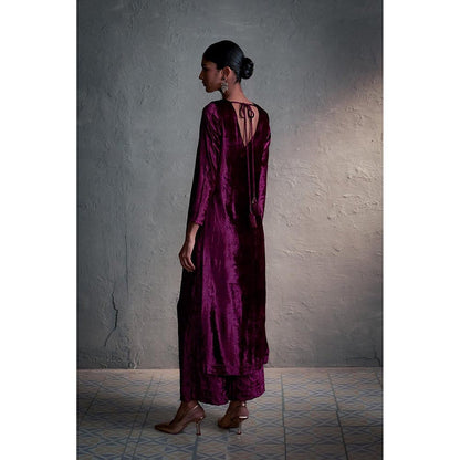 Charkhee Velvet Pink Kurta With Pant And Dupatta