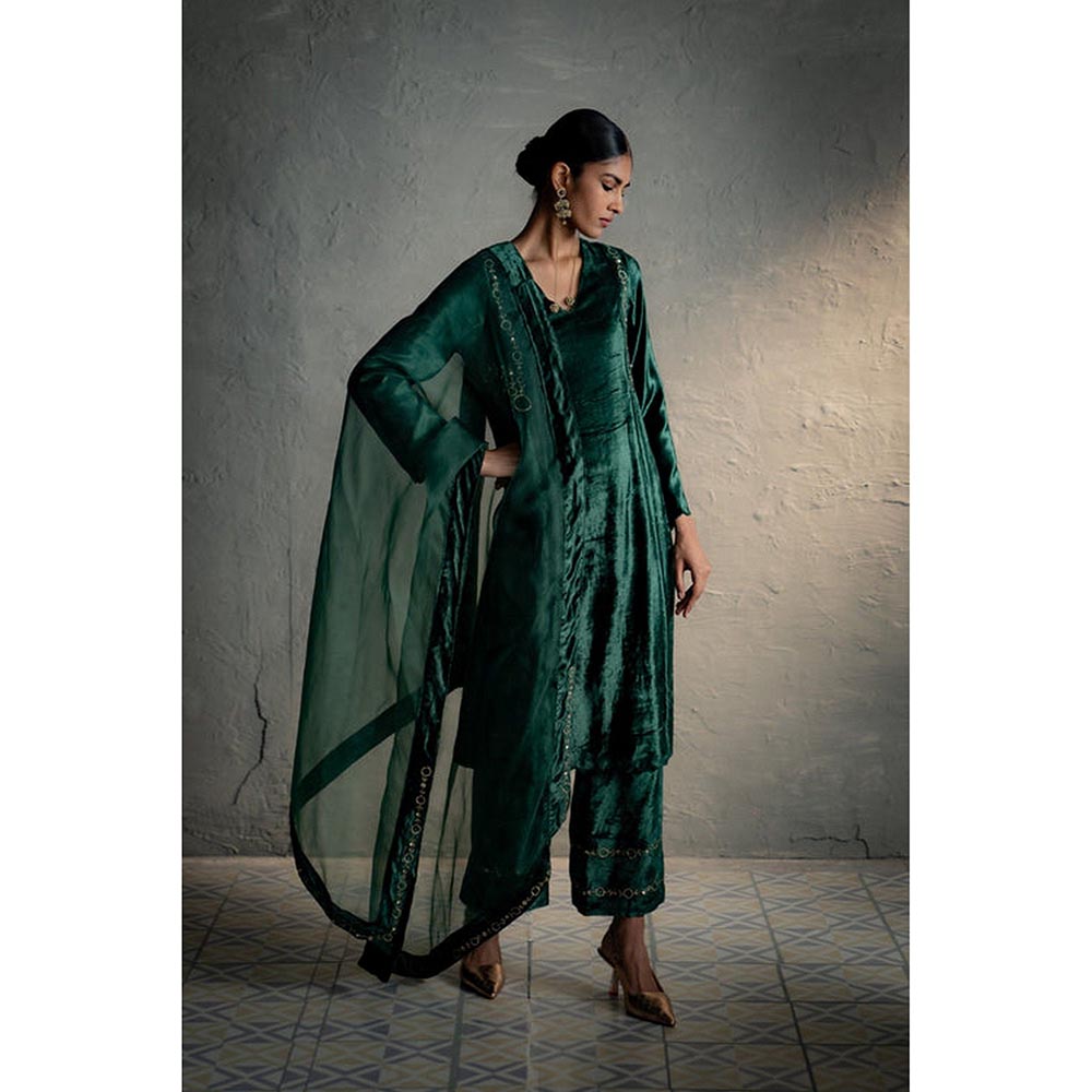 Charkhee Maaya Green Kurta And Pant With Dupatta