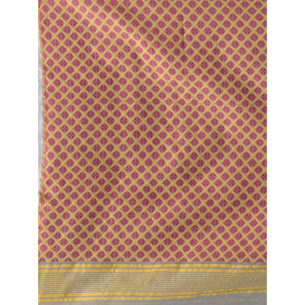 CHARUKRITI Light Grey Handwoven Saree with Woven Patterns & Zari Pallu