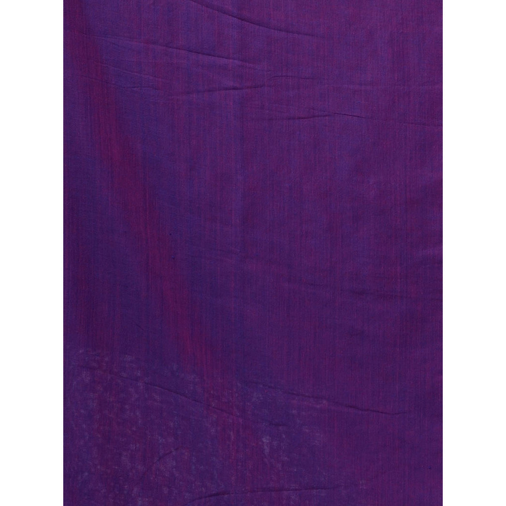 CHARUKRITI Pink And Purple Cotton Handwoven Patli Pallu Saree with Unstitched Blouse