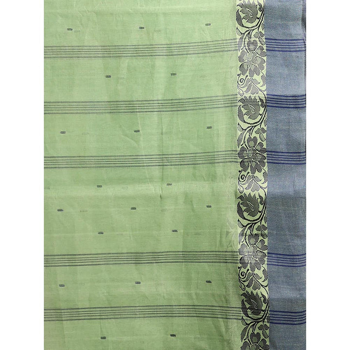 CHARUKRITI Light Green Handwoven Cotton Tant Saree