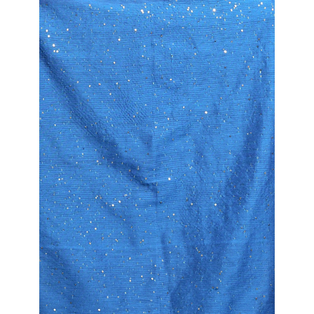 CHARUKRITI Sapphire Blue Cotton Soft Saree with Unstitched Blouse