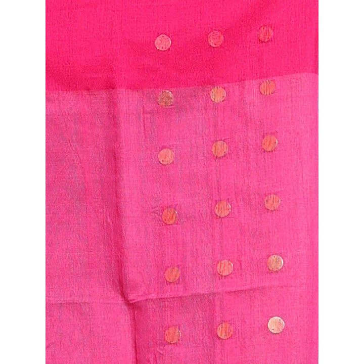 CHARUKRITI Sea Blue Handwoven Cotton Blend Soft Saree with Unstitched Blouse