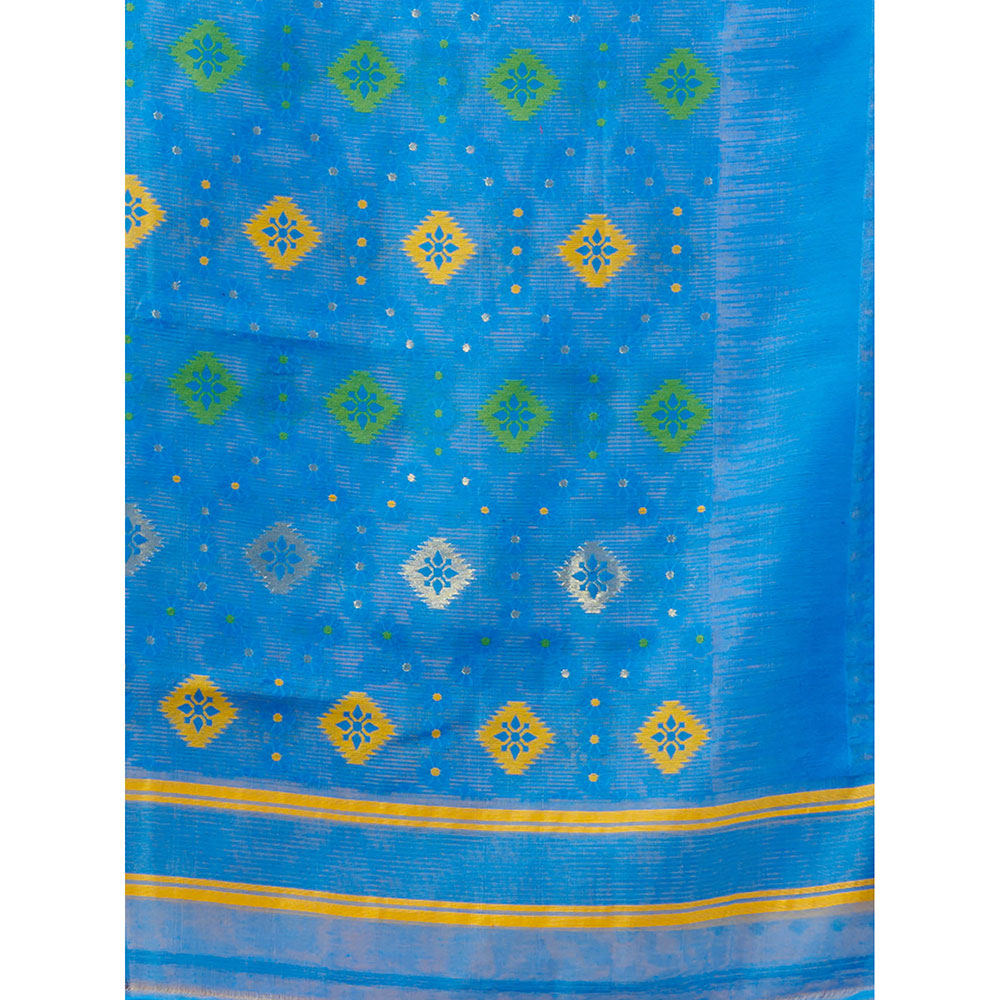 CHARUKRITI Cream Silk Cotton Jamdhani Handwoven Saree without Blouse & Texture Designs