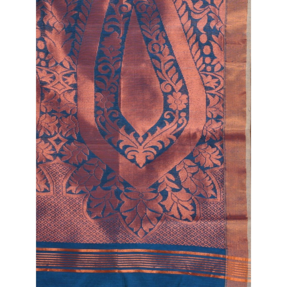 CHARUKRITI Black Cotton Blend Handwoven Paisley Motifs with Unstitched Blouse