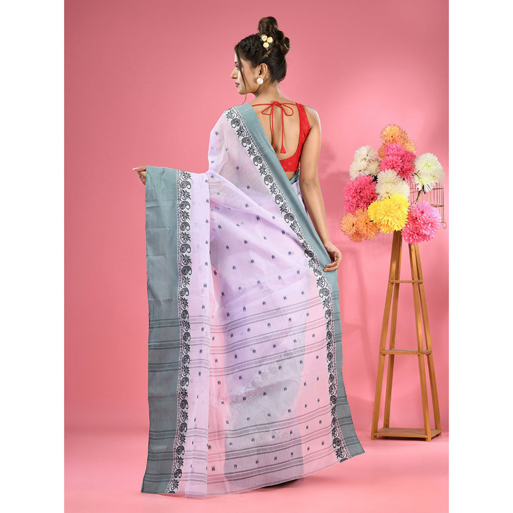 CHARUKRITI Purple Pure Cotton Tant Woven Design Saree without Blouse