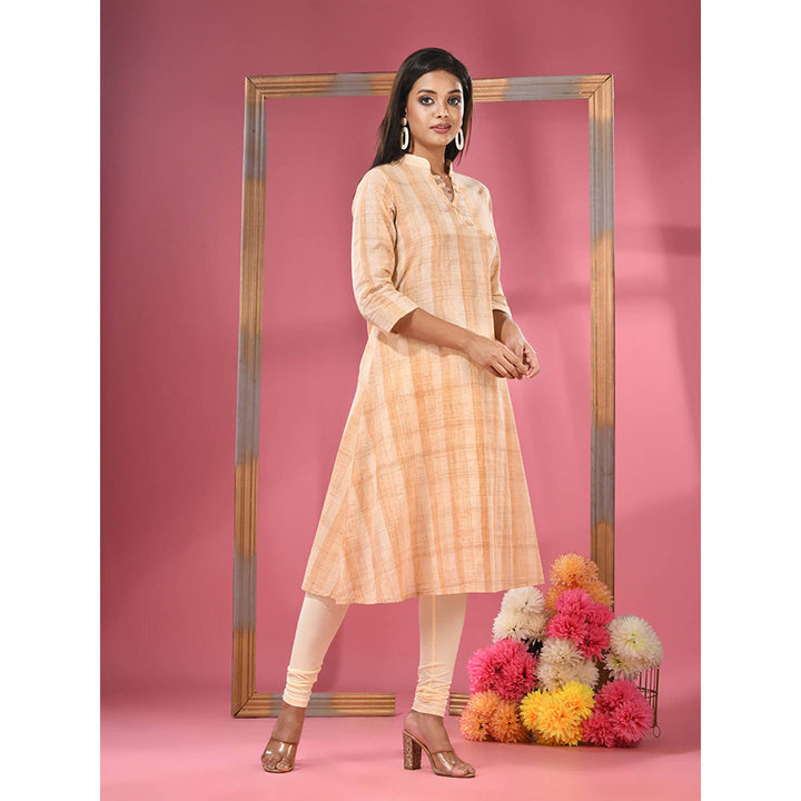 CHARUKRITI Beige Cotton Angrakha-Style Kurta