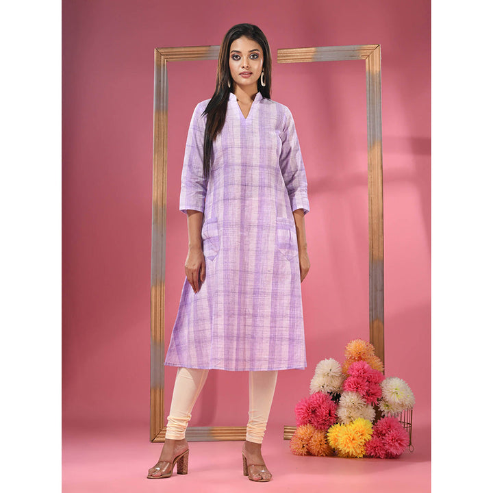 CHARUKRITI Lavender Cotton A-line Kurta