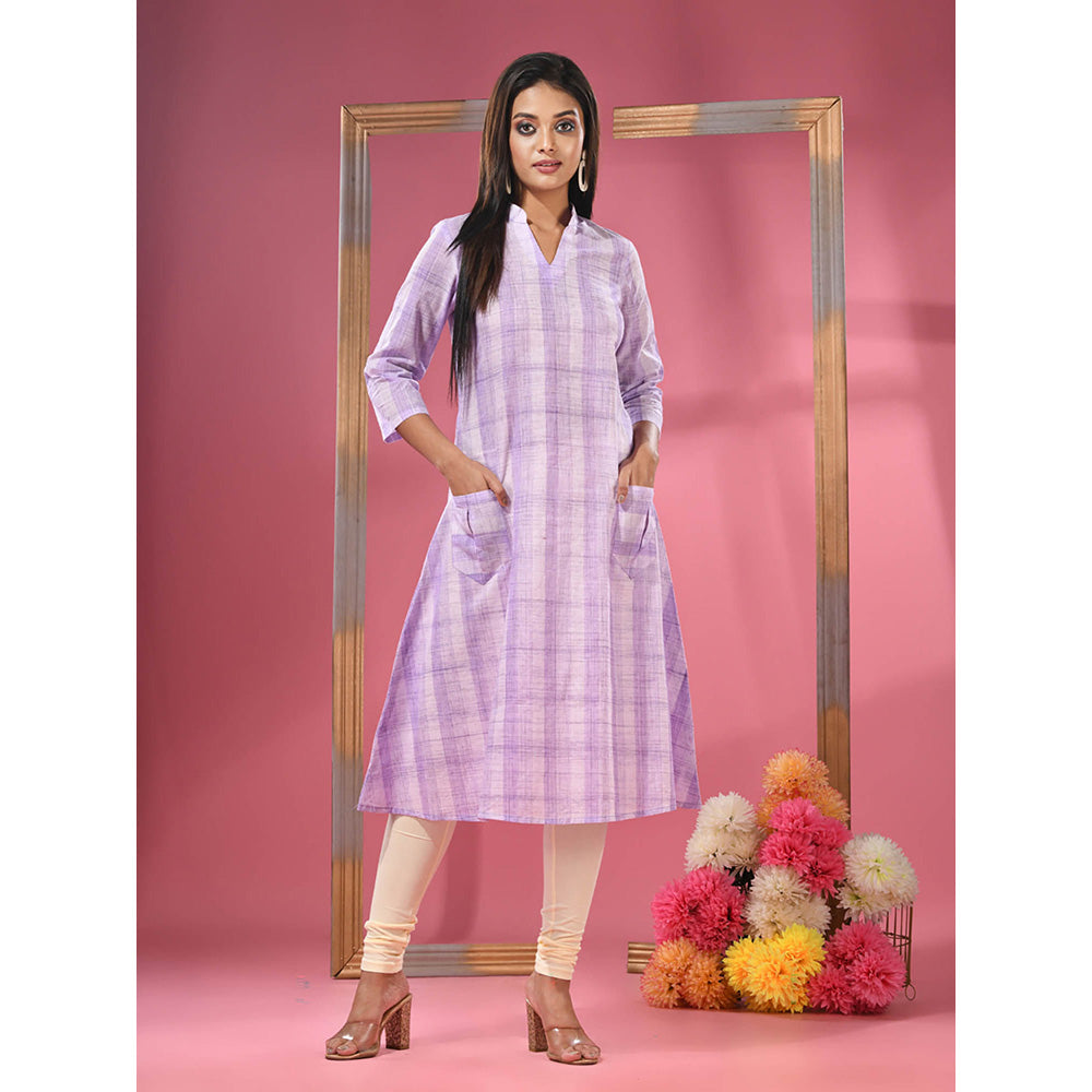 CHARUKRITI Lavender Cotton A-line Kurta