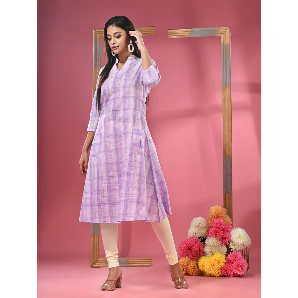 CHARUKRITI Lavender Cotton A-line Kurta