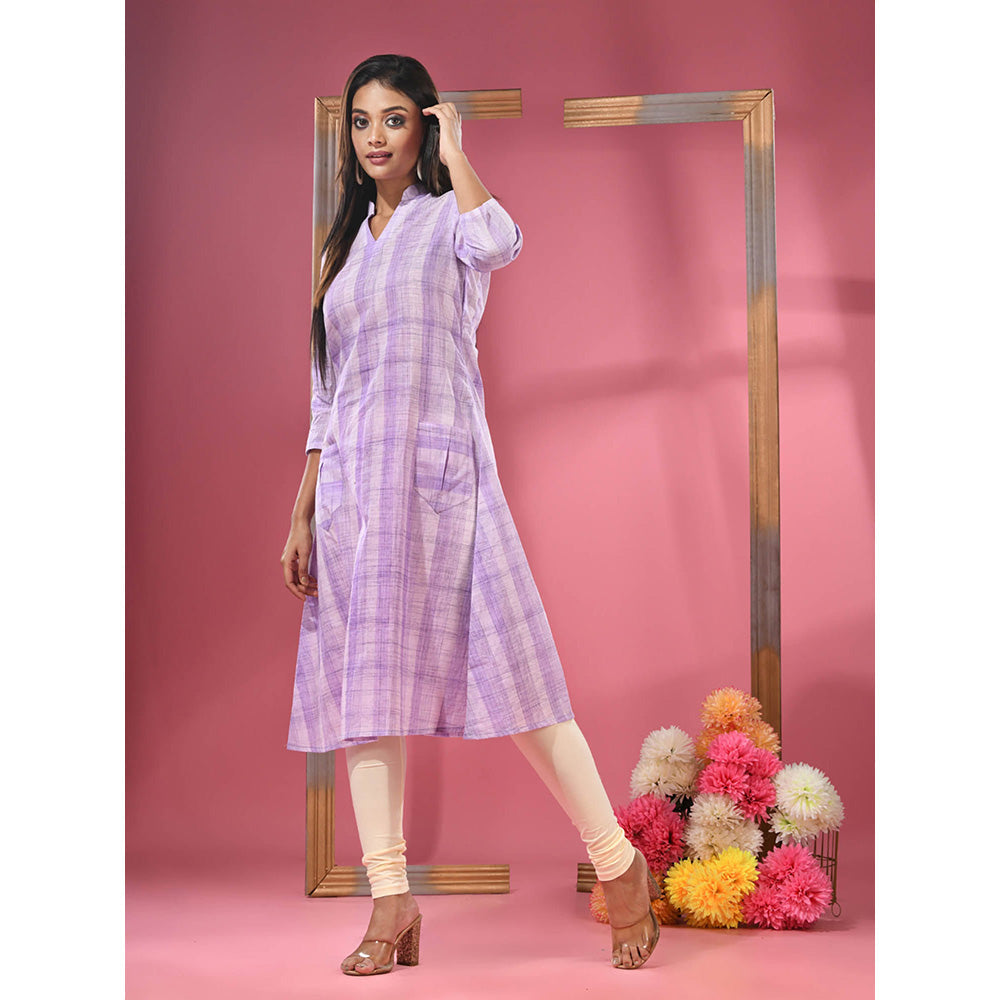 CHARUKRITI Lavender Cotton A-line Kurta