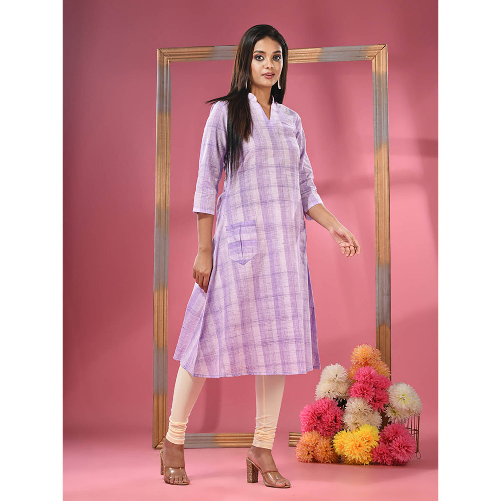 CHARUKRITI Lavender Cotton A-line Kurta