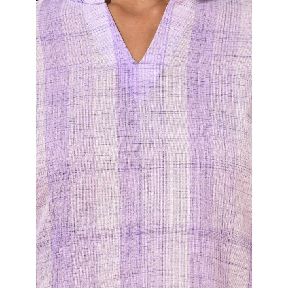 CHARUKRITI Lavender Cotton A-line Kurta