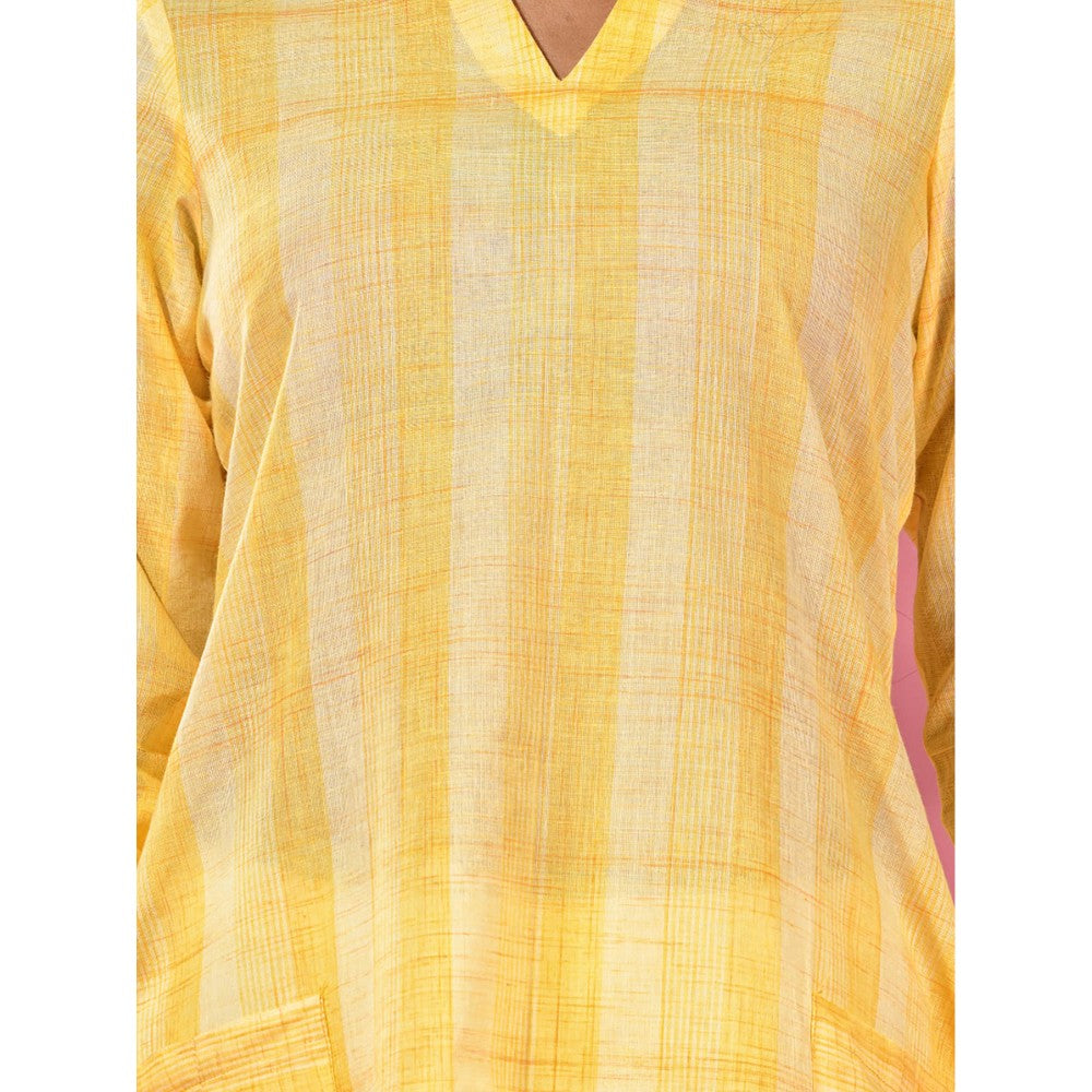 CHARUKRITI Yellow Cotton A-line Kurta