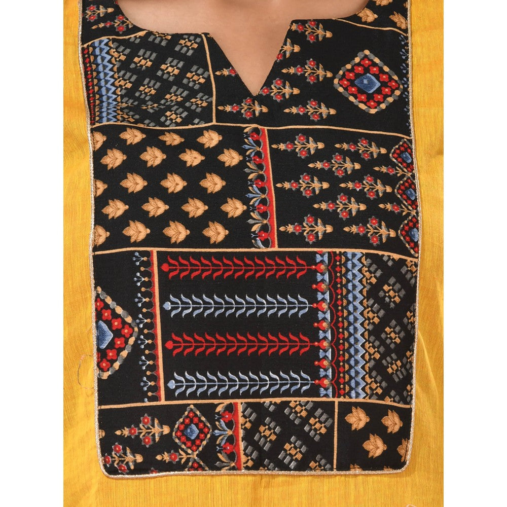 CHARUKRITI Yellow Cotton Straight Kurta