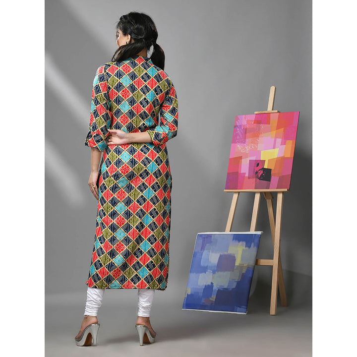 CHARUKRITI Multicolor Rayon Bandhani Printed Kurta