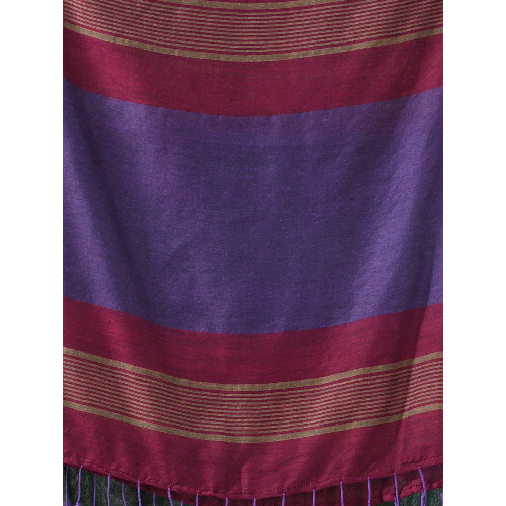 CHARUKRITI Multicolor Cotton Stripes Design Saree with Unstitched Blouse