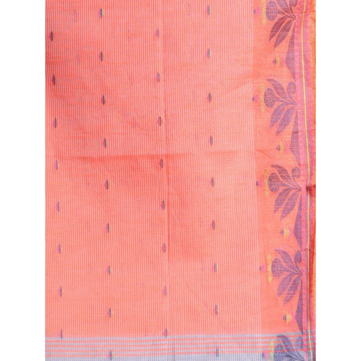 CHARUKRITI Grey Cotton Woven Designs Temple Border Soft Saree with Unstitched Blouse