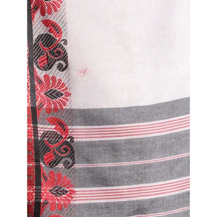 CHARUKRITI Grey Pure Cotton Solid Soft Saree with Unstitched Blouse