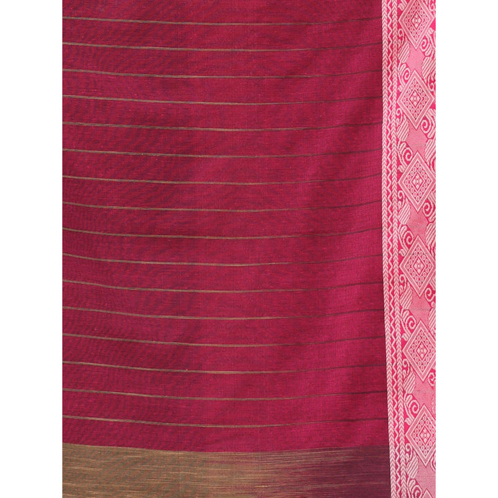 CHARUKRITI Beige Pure Cotton Solid Ikkat Saree with Unstitched Blouse