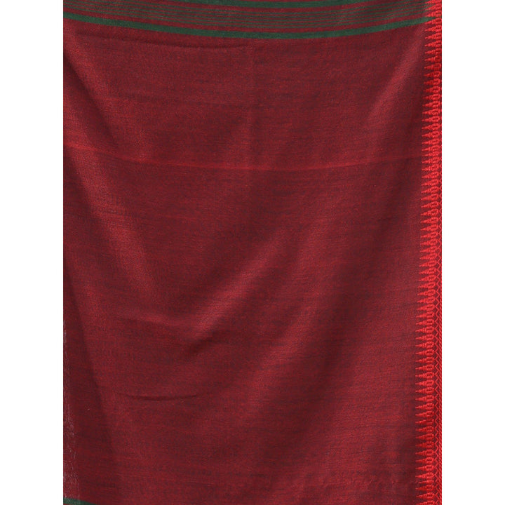 CHARUKRITI Green Pure Cotton Temple Border Saree with Unstitched Blouse