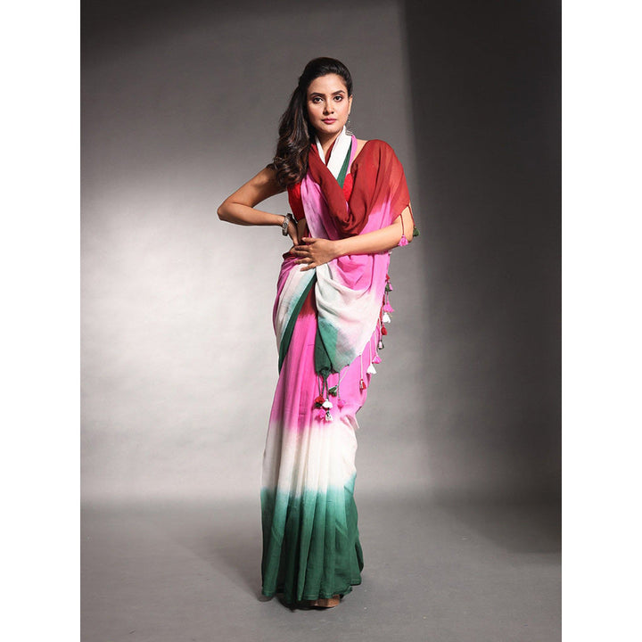 CHARUKRITI Multi-Color Pure Cotton Tie & Dye Saree